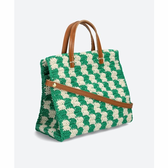 Clare V Handbags - Clare V Petit Summer Simple Tote — Sea Green & Cream Crochet Checker